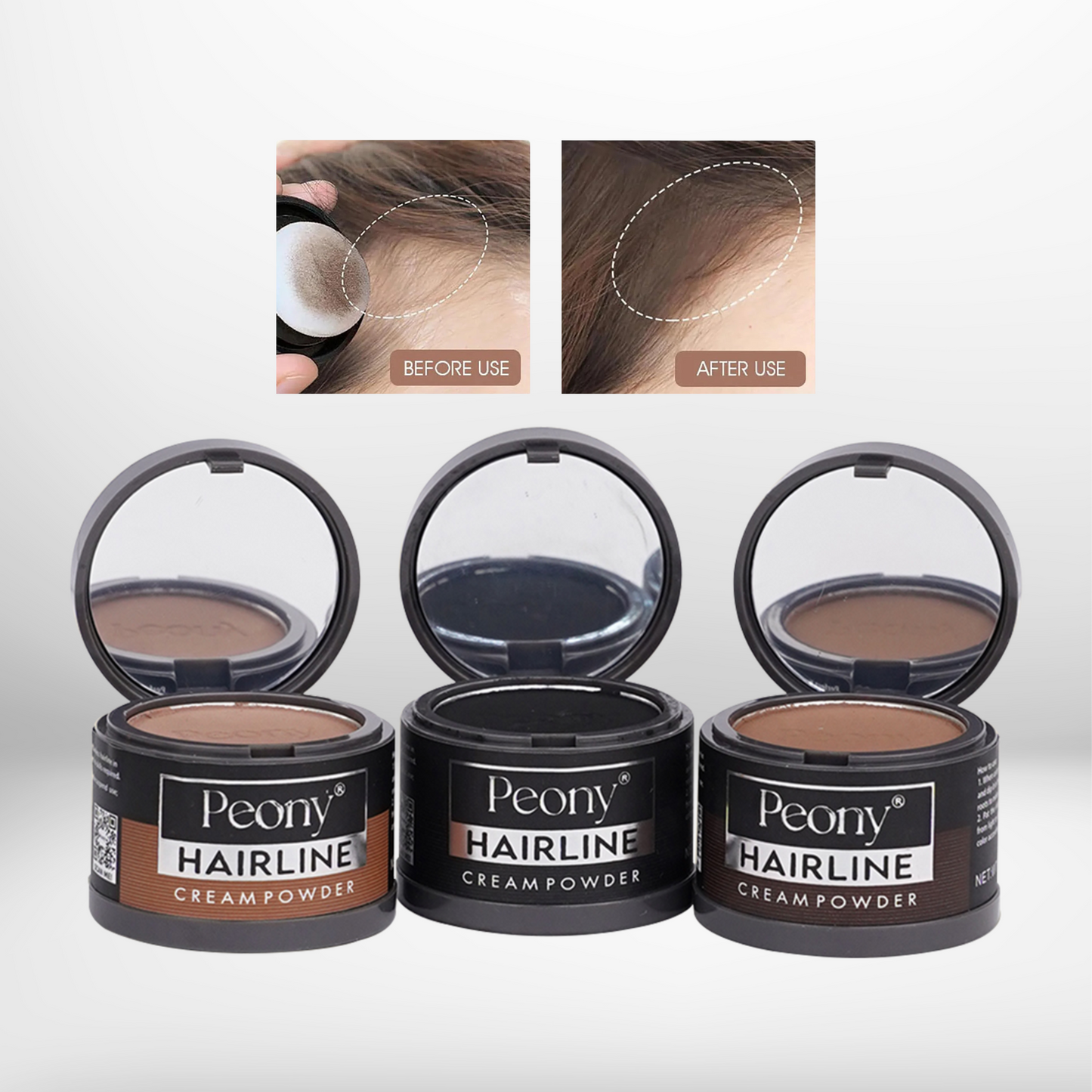 Peony 2in1 Hairline Cream Powder with 3 Extra Eyebrow Stencils