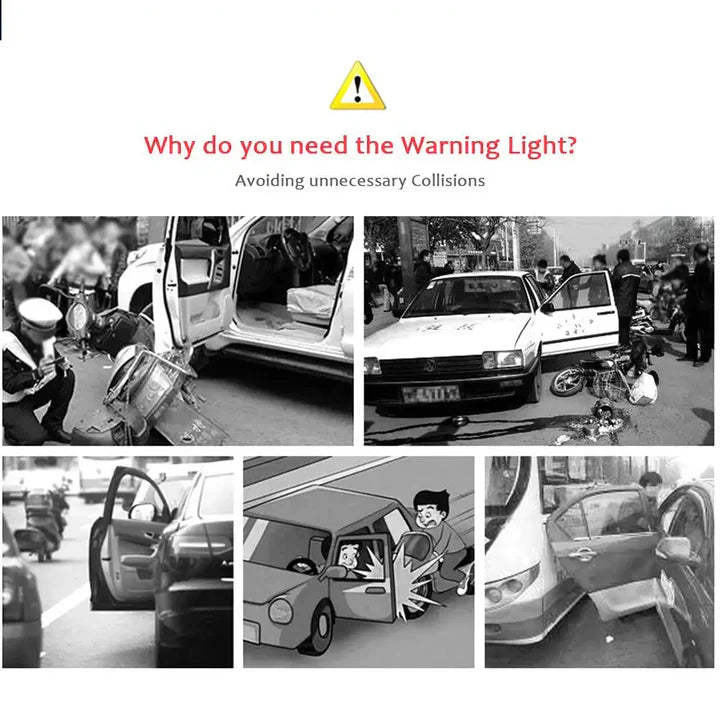 (Packof 4) Car Door Warning Anti Collision Wireless Red LED Flash Alarm light
