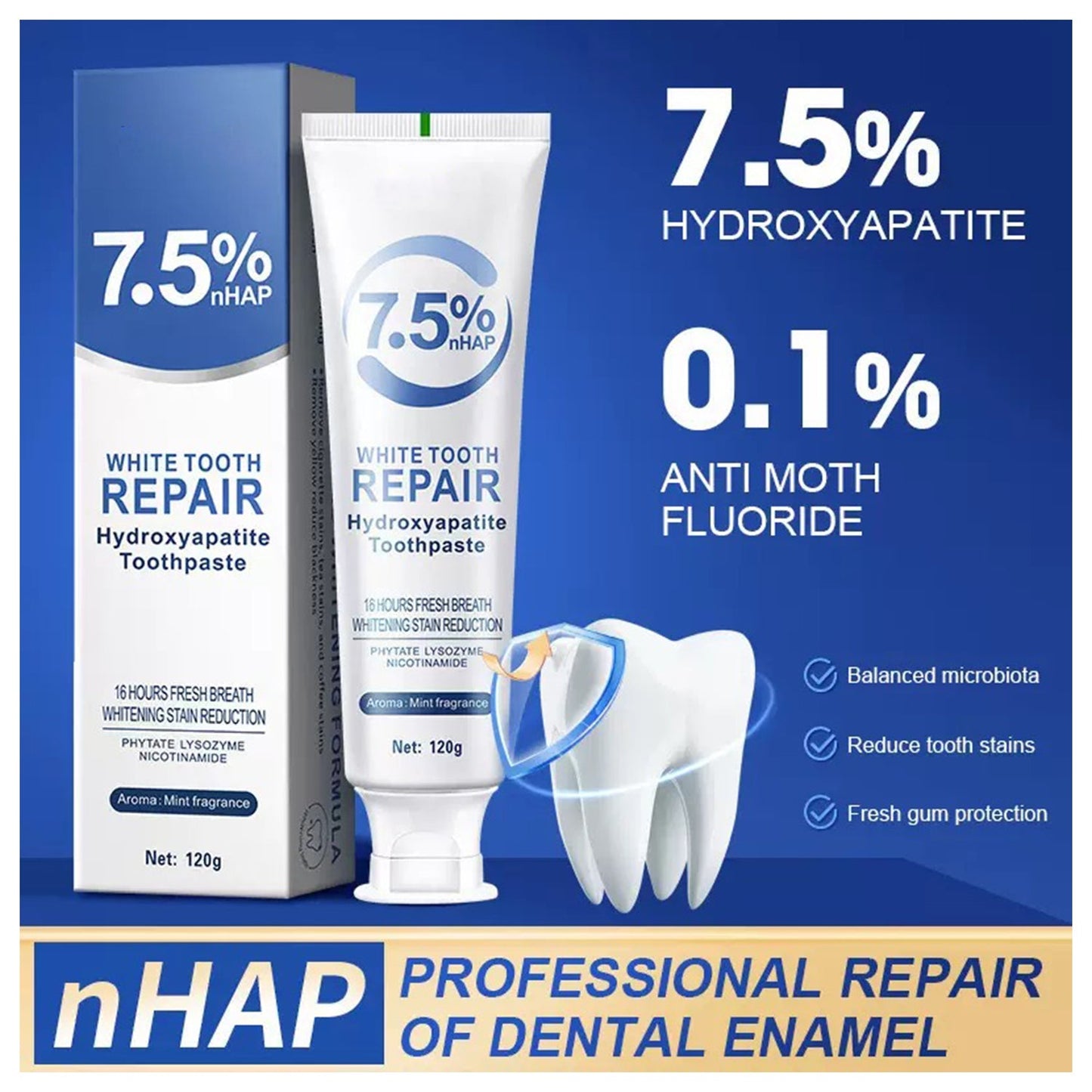 7.5% Hydroxyapatite Dense Foam Toothpaste