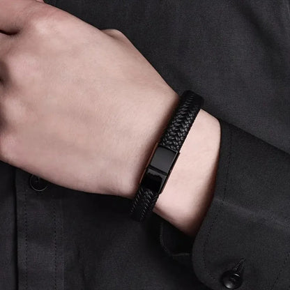 Multi-Layer Braided Black Bracelet